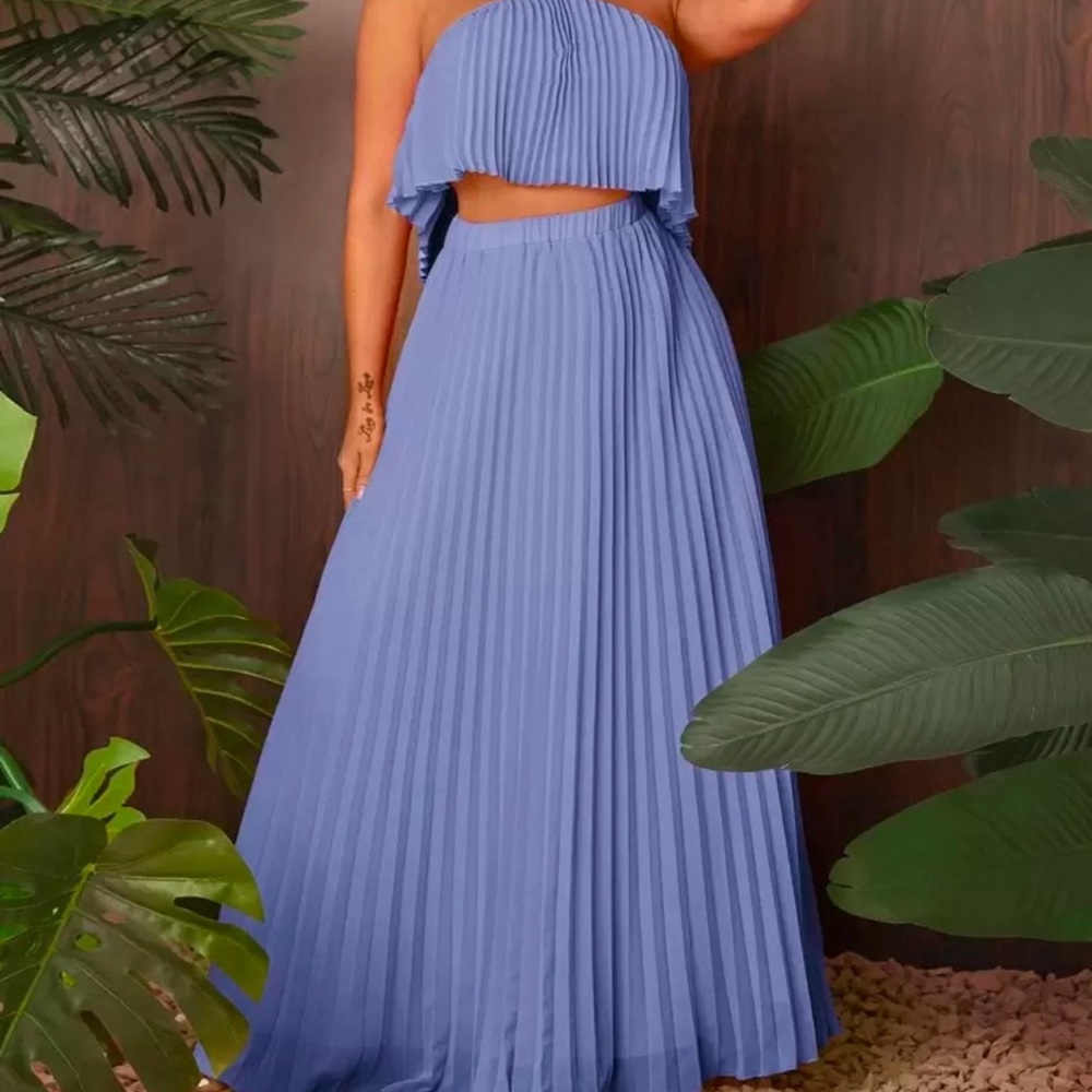 SHEIN Blue Pleated Skirt Set